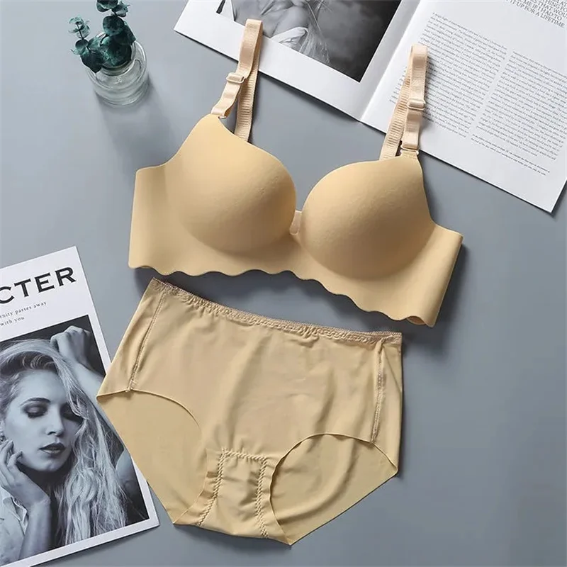 High Quality Wine Underwear Push Up Bras and Panty Set for Women No Underwire Brassiere Seamless Bras Lingerie Sets Sexy Panties