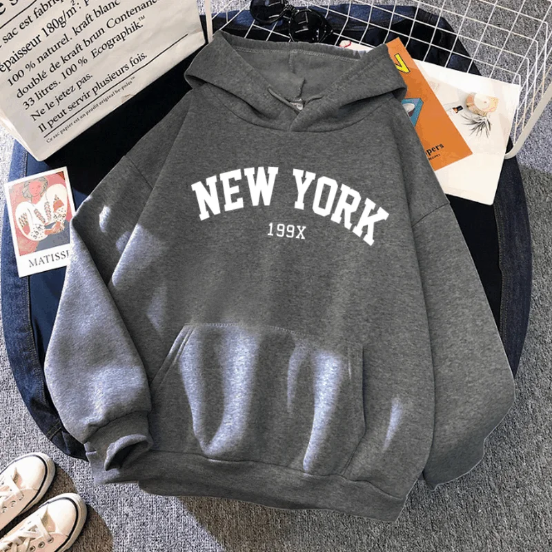 Mannen Vrouwen New York 199X City Hoodies Mode Brief Bedrukt Grafische Sweatshirts Losse Casual Harajuku Capuchon Sportkleding