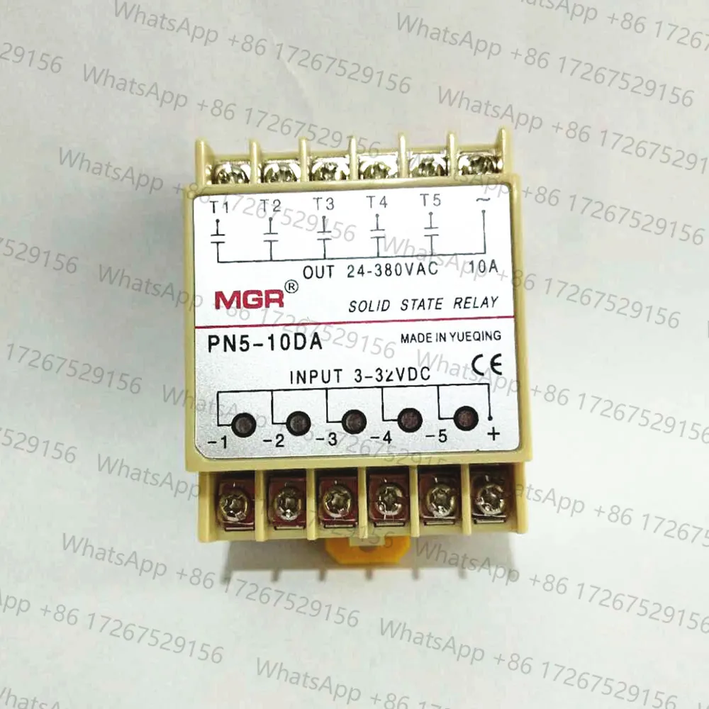 5 Channels 10DA Din Rail Mounting SSR Quintuplicate Five Input 3~32VDC Output 24~380VAC DC Solid State Relay