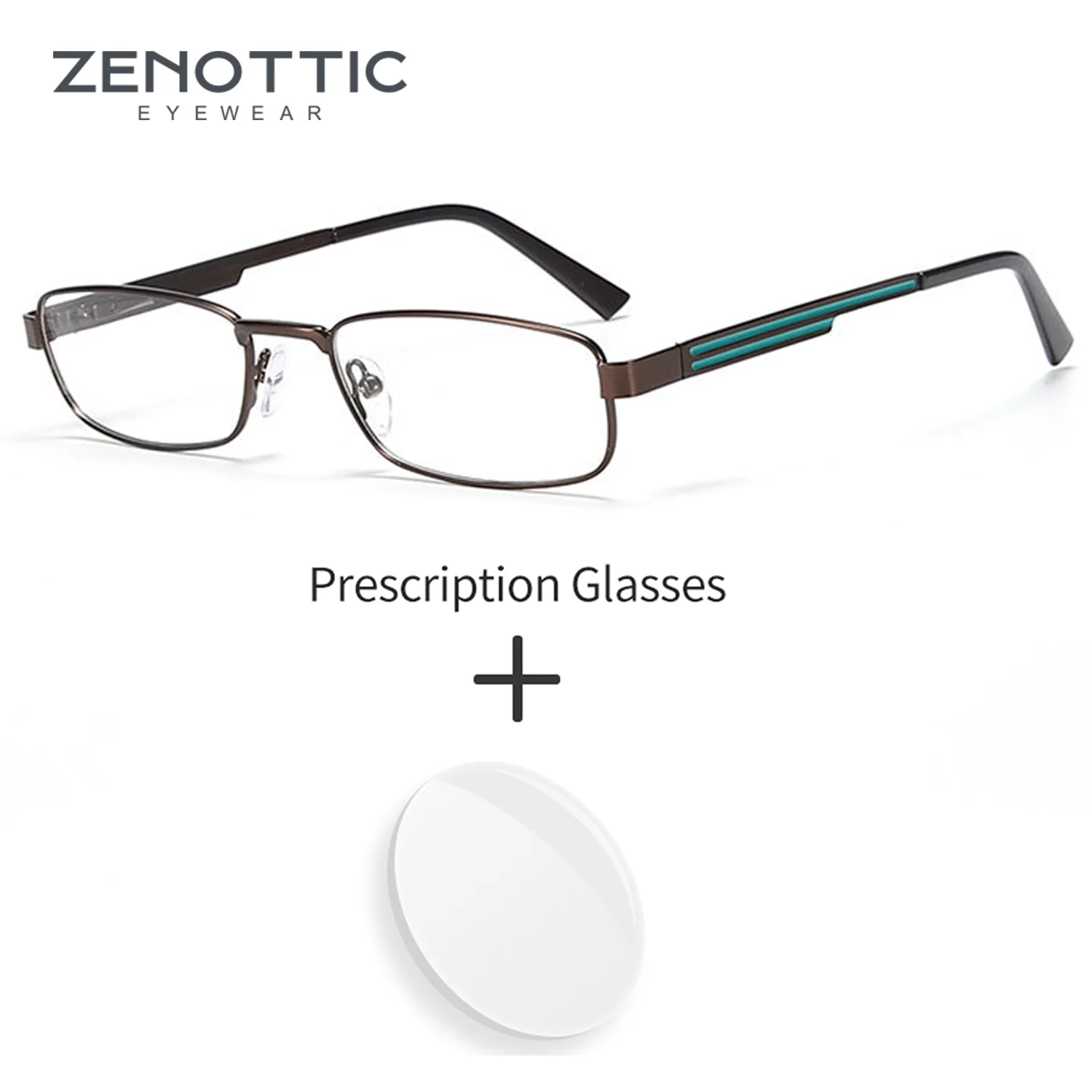 

ZENOTTIC Модные мужские прямоугольные очки по всей оправы по рецепту, матовый металлический материал/оптические очки с защитой от синего света