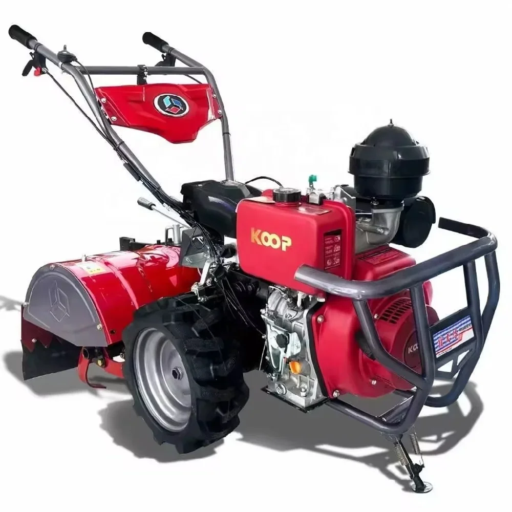 9hp Four-wheel drive agricultural micro tiller old man cultivator small multi-functional rotary tiller