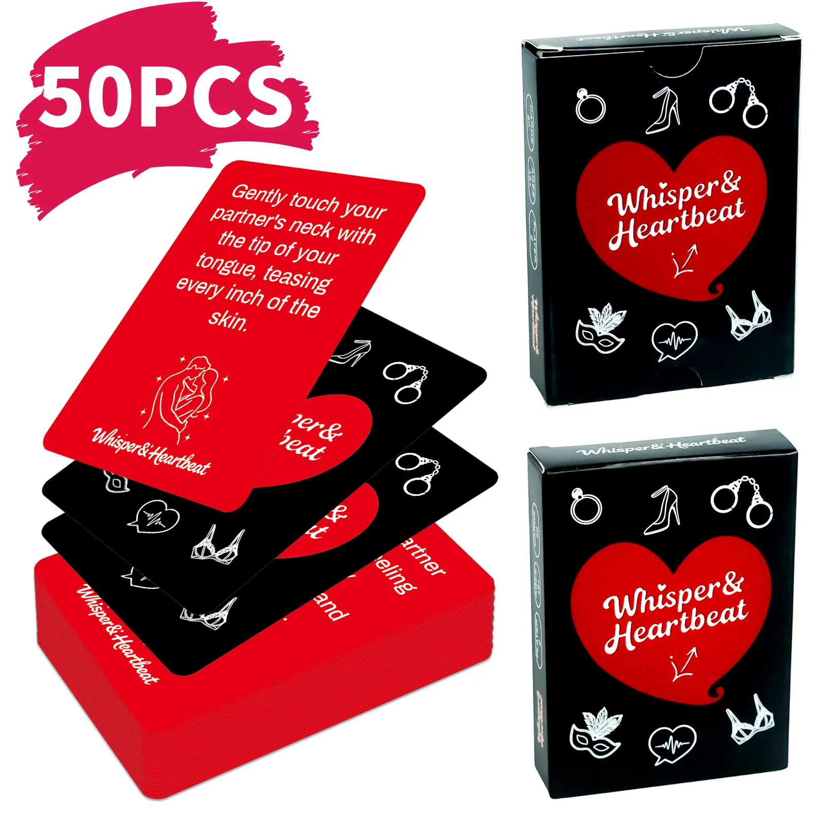 Set di giochi per l'intimità potabile per coppie da 50 carte, carte da sfida da 8,9x6,4 cm, perfetti per appuntamenti, divertimento in camera da letto e feste per adulti