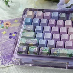137Keys Violet Fantasy Keycap Purple Side Engraved Translucent Diy Mechanical Keyboard PBT ChERRY OEM Purple Keycaps