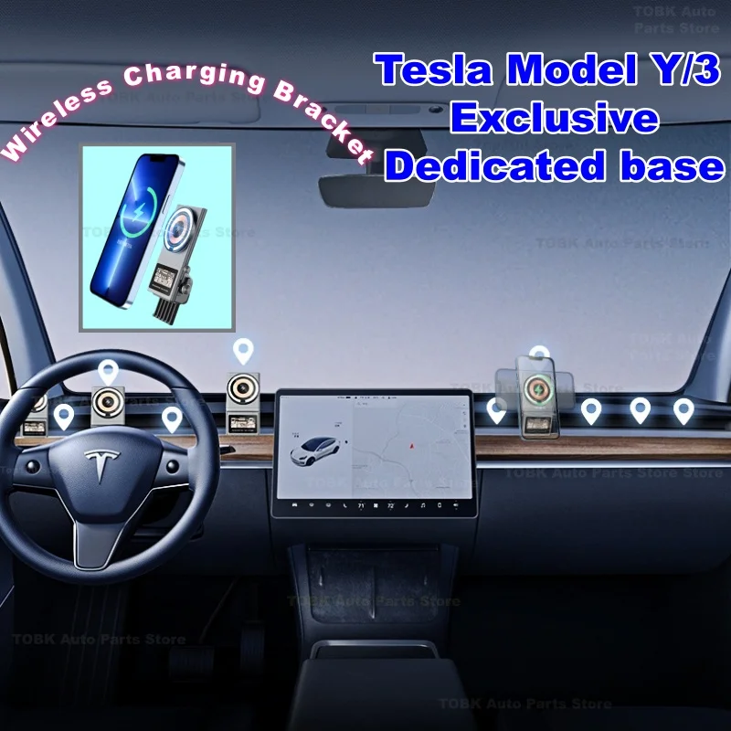 

Car Phone Holder Mount For Tesla Model 3 Model Y Magsafe Charger Stand Fasting Charging Bracket Car Magnetic Support For IPhone