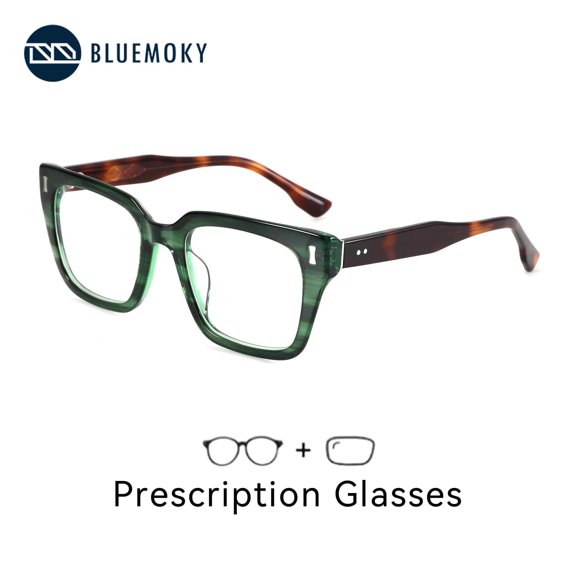 BLUEMOKY S Size Acetate Square Prescription Glasses Anti Blue Light Photochromic Graduated Glasses for Myopia Woman