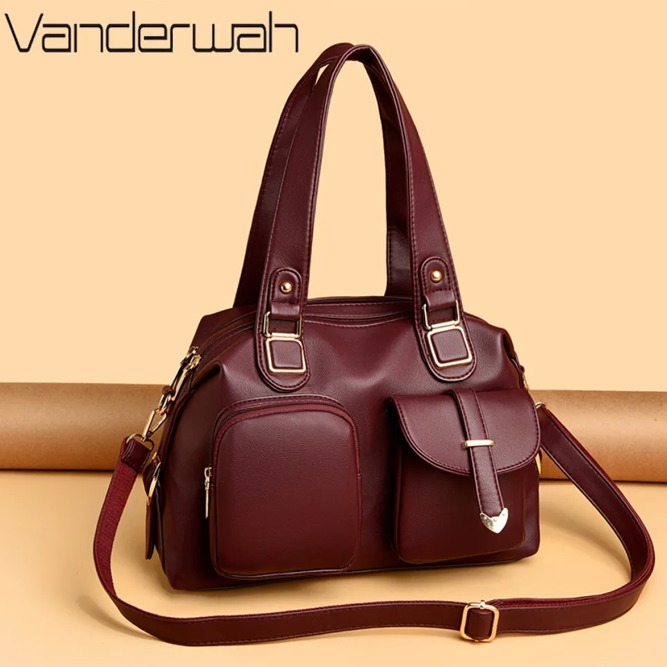 Counter-Quality Handbag with Decorative Arrow Hardware Dual Front Pockets Sturdy Wear-Resistant Leather Shoulder Tote Bags Hot