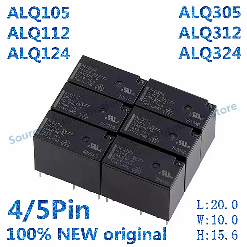 10PCS 100% Orignal new Poewr Relays ALQ 5V 12V 24VDC 10A ALQ105 ALQ112 ALQ124 5Pin ALQ305 ALQ312 ALQ324 4Pin