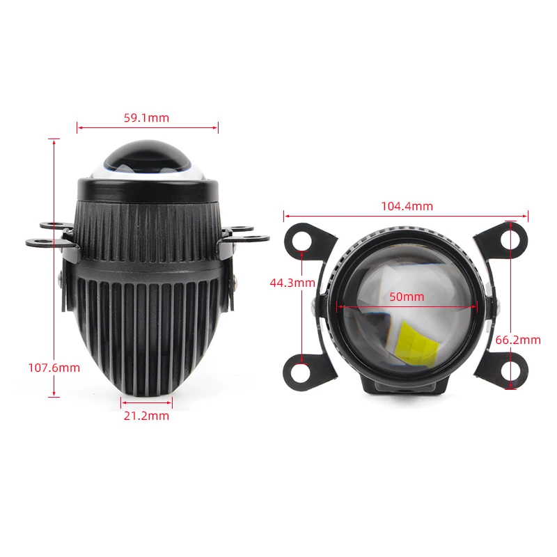 Uniwersalne reflektory samochodowe 12V z soczewką 2 cale, światła przeciwmgielne Bi-LED projektor biało-żółte do Toyoty, uniwersalny uchwyt, soczewka lampy przeciwmgielnej 2.0