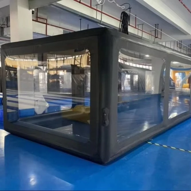 New Arrival Factory Price Square Air Inflatable Car Cover Black Transparent PVC Inflatable Garage for Car