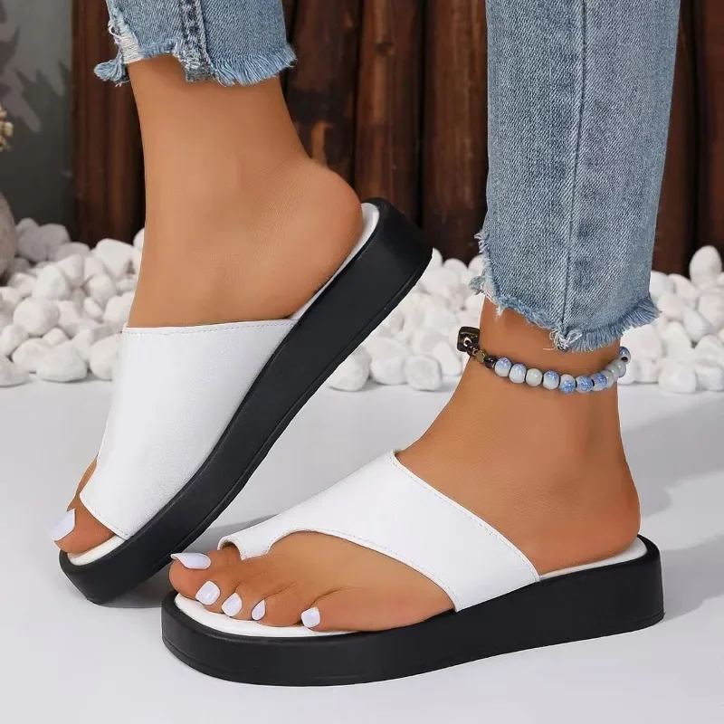 Women\'s Sandals 2024 New Comfy Platform Flat Sole Ladies Casual Soft Big Toe Foot Correction Sandal Orthopedic Bunion Corrector