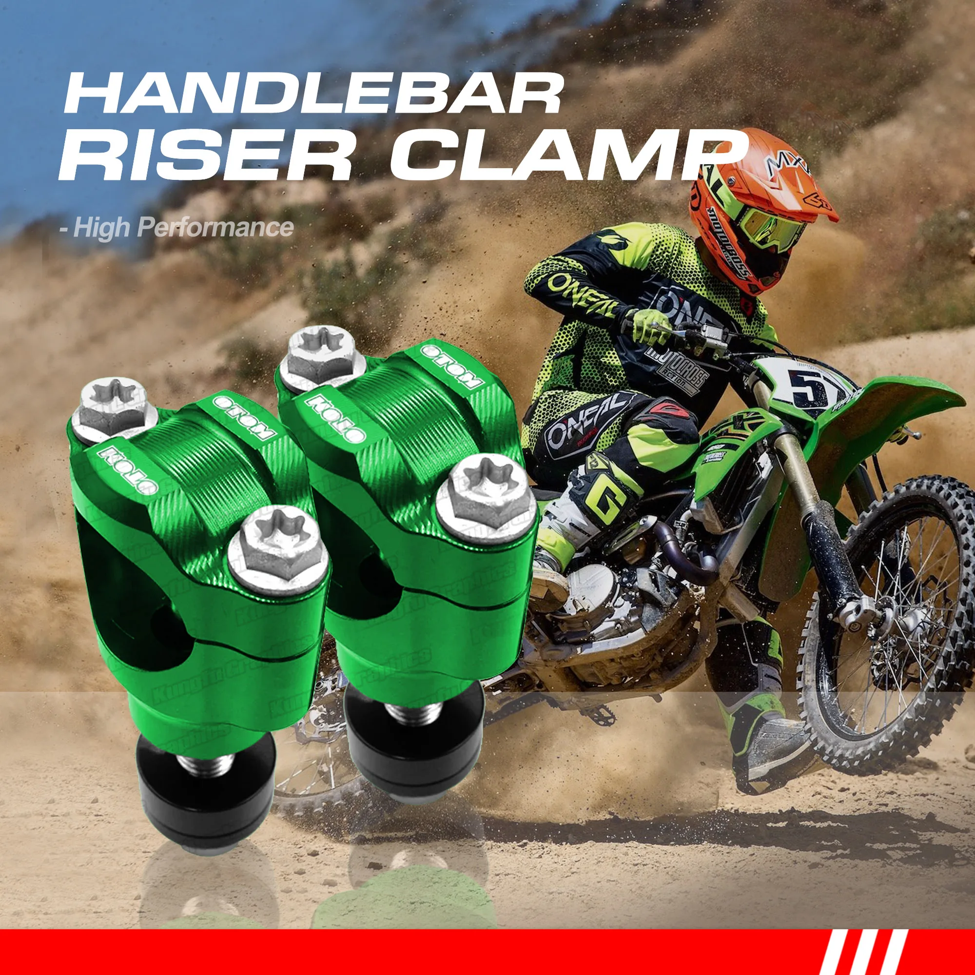 

28mm Motorcycle Handlebar Risers Clamp Handle Bar Mount Clamp for Dirtbike Sportbike Kawasaki KX KXF KLX Universal, Green