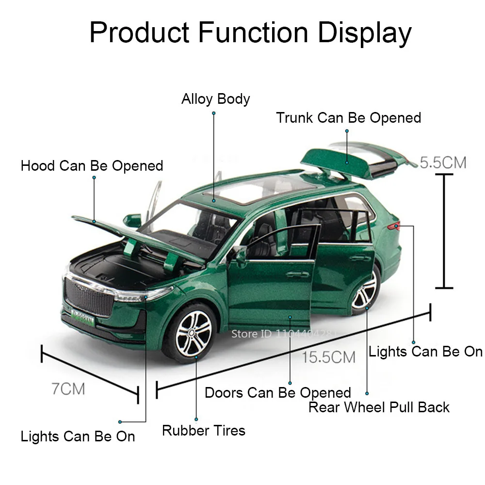 1:32 LEADINGIDEAL ONE NIO ES8 Auto Speelgoed Legering Diecast Modellen Deuren Geopend Geluid Licht Trek Nieuwe Energie Voertuigen Kinderen Aanwezig