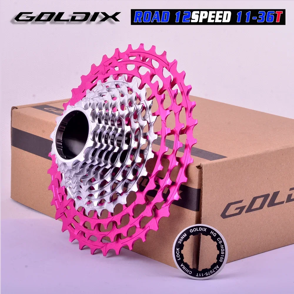 GOLDIX Ultralight Road Bike Pink Cassette 11/12Speed 28-36T CNC