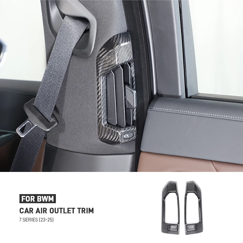 

For BMW 7 Series G70 2023-2025 Real Carbon Fiber Car B-Pillar Air Vent Outlet Frame Trim Cover Decorative Sticker Accessories