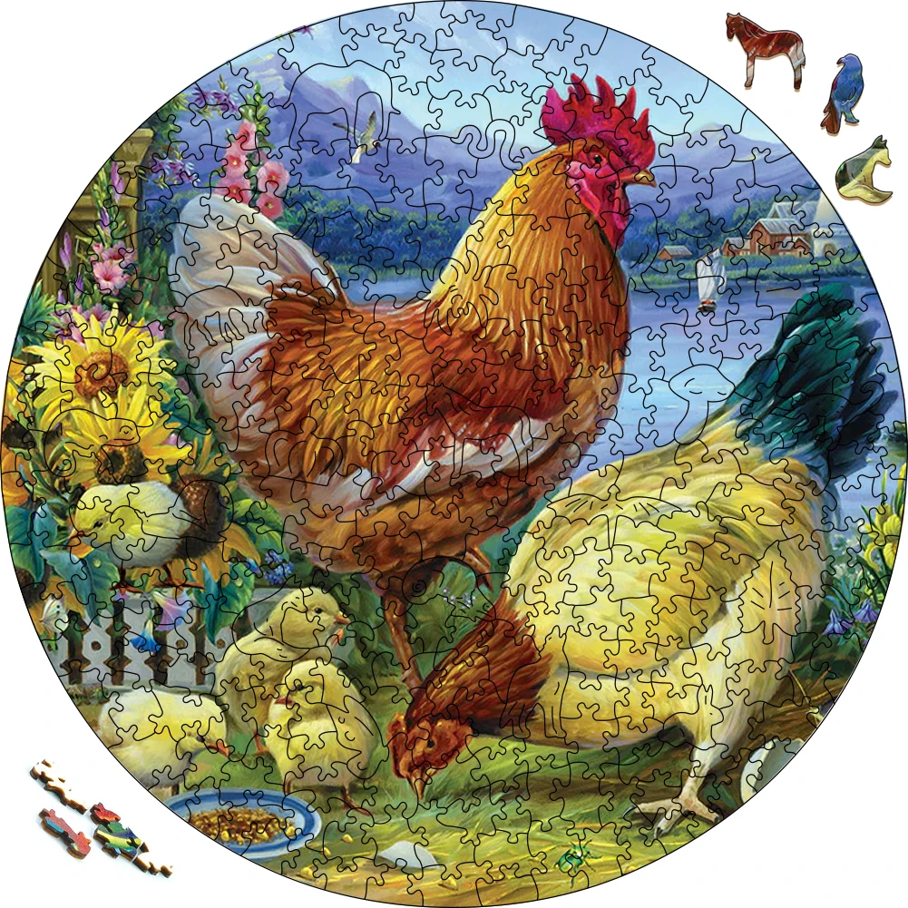 

3D Puzzles Wooden Family Of Chickens Jigsaw Puzzle For Festiva Gifts Wood Puzzles Board Game Wood Animal Puzzle Toys For Kids