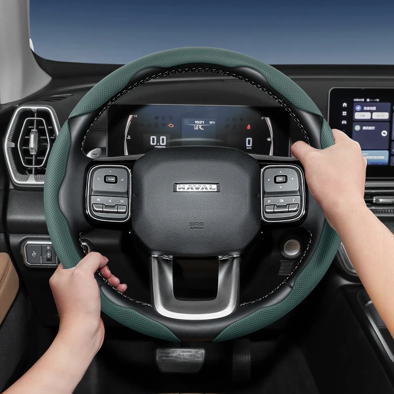 

Suitable for Haval Breathable Holes Leather Steering Wheel Cover Segmented H9 M6 Plus Dargo Jolion F7 H3 H5 H6 Gt H7 H-DOG LHERY