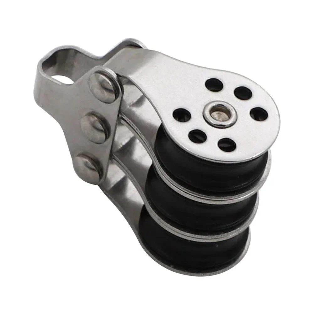 Stainless Steel Rope Pulley for Sailing Anchoring and Sunshade Cable Systems Yacht Sailboat Compatible 53.5x36x22mm