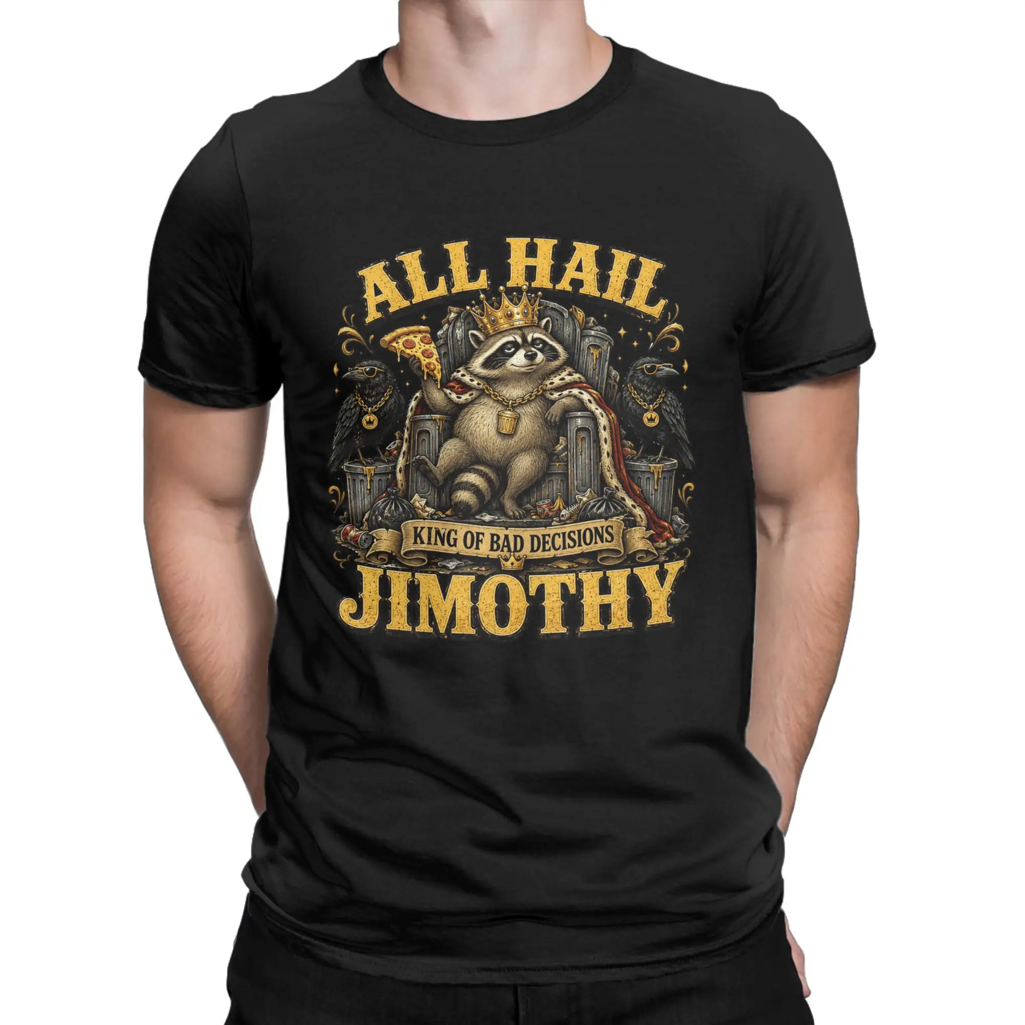 Midnight Snack Bandits Funny Raccoon Dumpster Diving Jimothy T-Shirt for Men  Novelty 100% Cotton Tee Shirt O Neck T Shirt