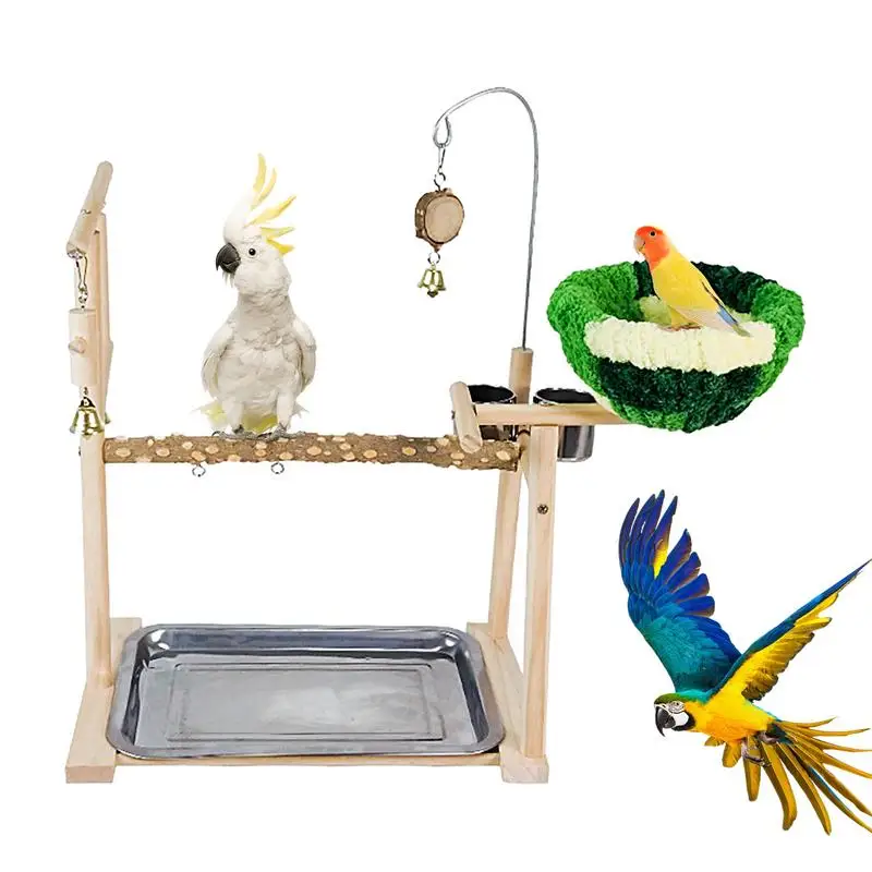 

Parrot Play Gym Stand Claw Grinding Toy To Relieve Boredom Natural Wood Bird Activity Stand Bird Perch Stand Easy To Assemble