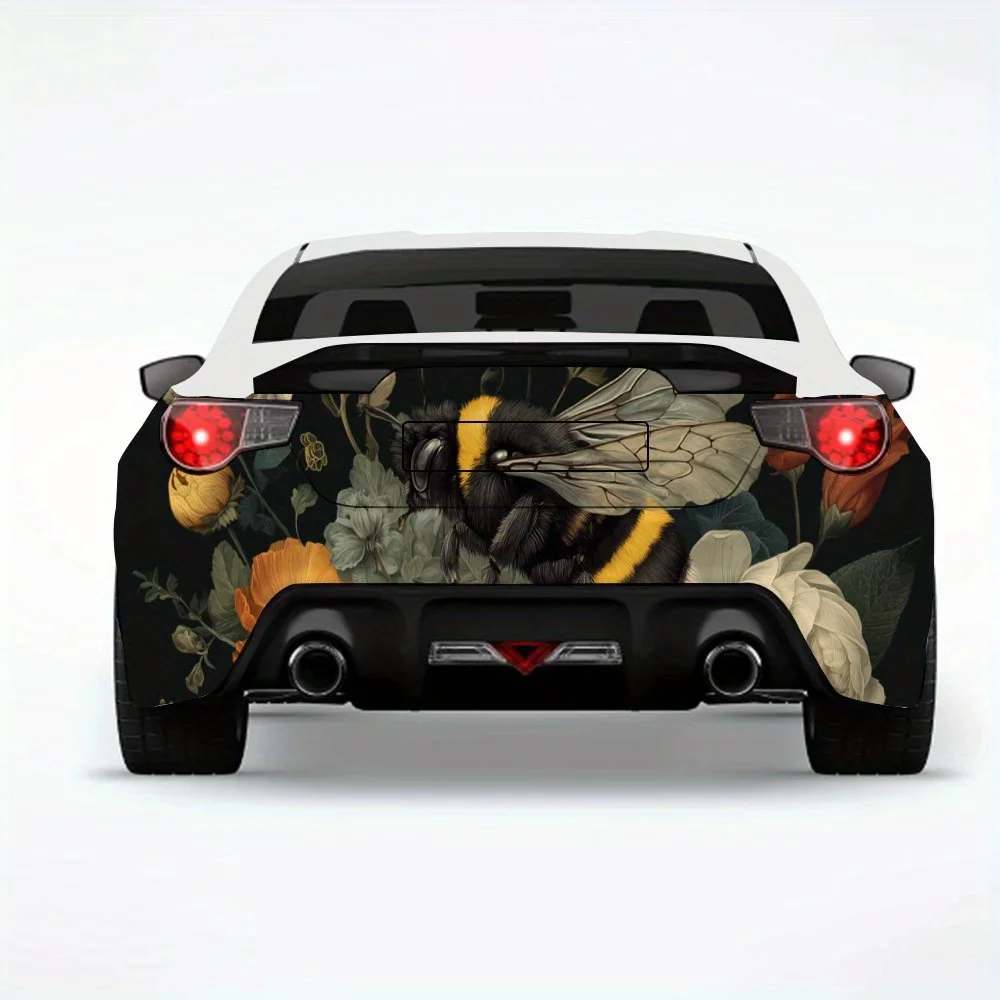 

Натуральная пчела с цветочной наклейкой на автомобиль, виниловая наклейка на заднюю часть автомобиля, водонепроницаемые самоклеящиеся виниловые наклейки для хвоста автомобиля и бампе