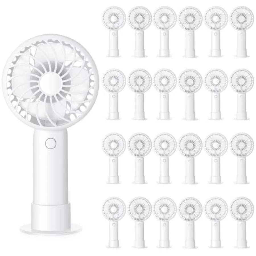 

24 Pcs Mini Portable Fans Bulk White Handheld Fans with Base USB, 3 Speed Personal Rechargeable Lightweight, for Women Wedding