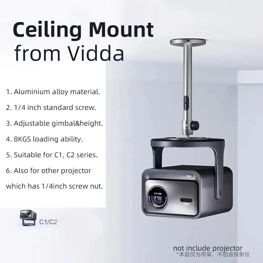 Aluminum Alloy Wall Projector Ceiling Bracket with Heavy Duty Mount Internal Wiring Loading Stable Adjustable Bracket