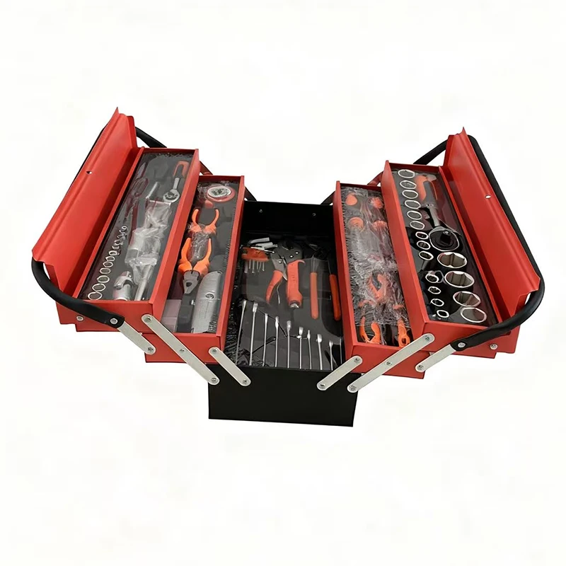 Metal Cantilever Tool Box 3 Layers Portable Fold Out Tool Box For Home Studio Auto Repair Factory Foldable Tool Case