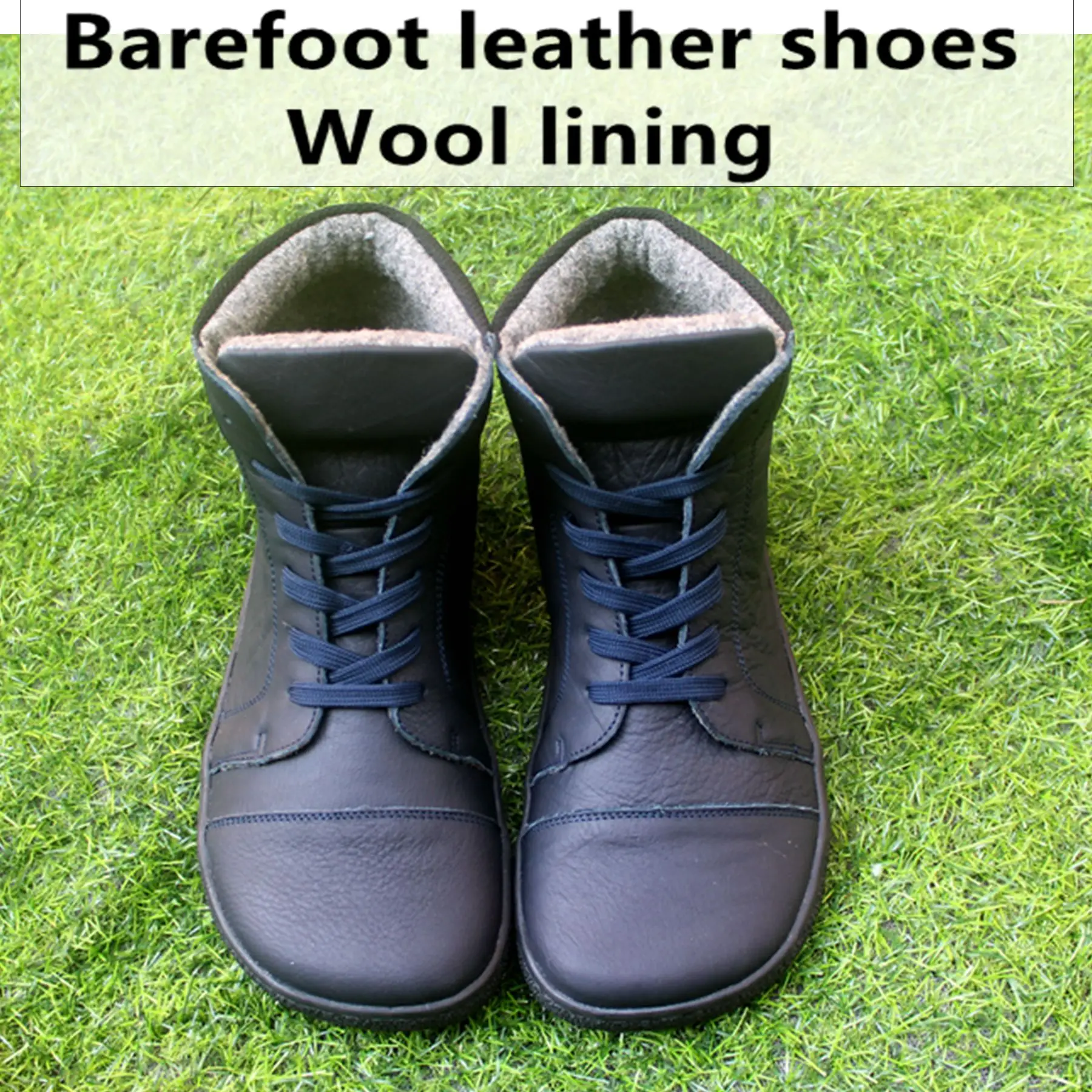 

Barefoot Leather Boots With Wool Linning Inside For Women man Zero Drop Wider Toes Box