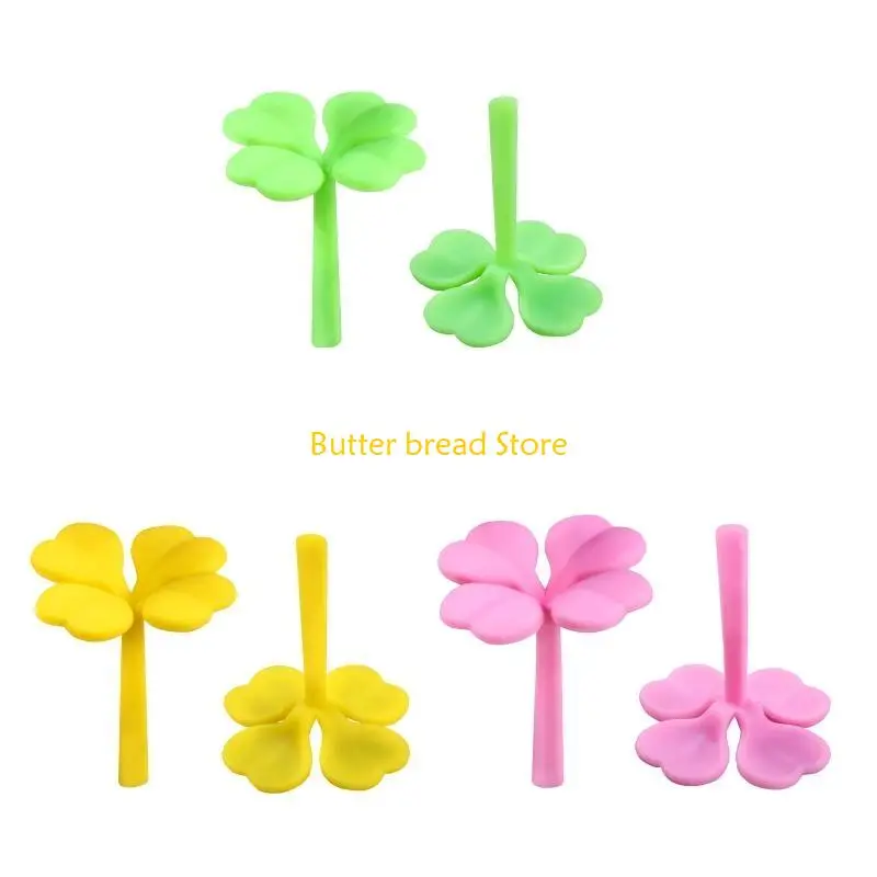 

W89C Silicone Clover Book Mark Flower Book Mark for Student Kids Xmas Festival Gift