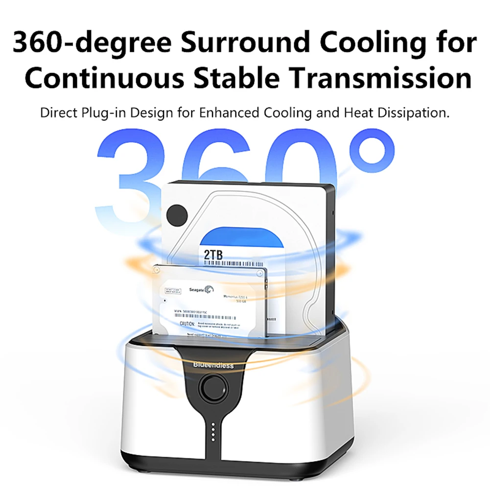 Dual-bay Hard Drive Docking Station USB 3.0 To SATA HDD Clone  Support Offline Clone Hard Drive Dock for 2.5/3.5'' SSD HDD Case