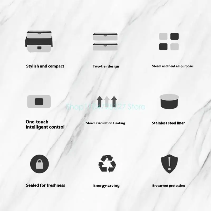 Steam Cooking Electric Lunch Box Lunch Container 2L Insulated Heater Portable for Travel Dormitory Kitchen