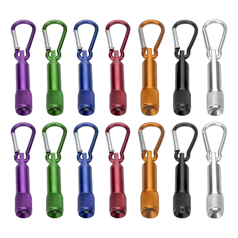 N08R 14Pcs Mini Torch Key Ring LED Key Pendant Torch Aluminium Small Hand Lamp Torch Children For Outdoor Camping Cycling