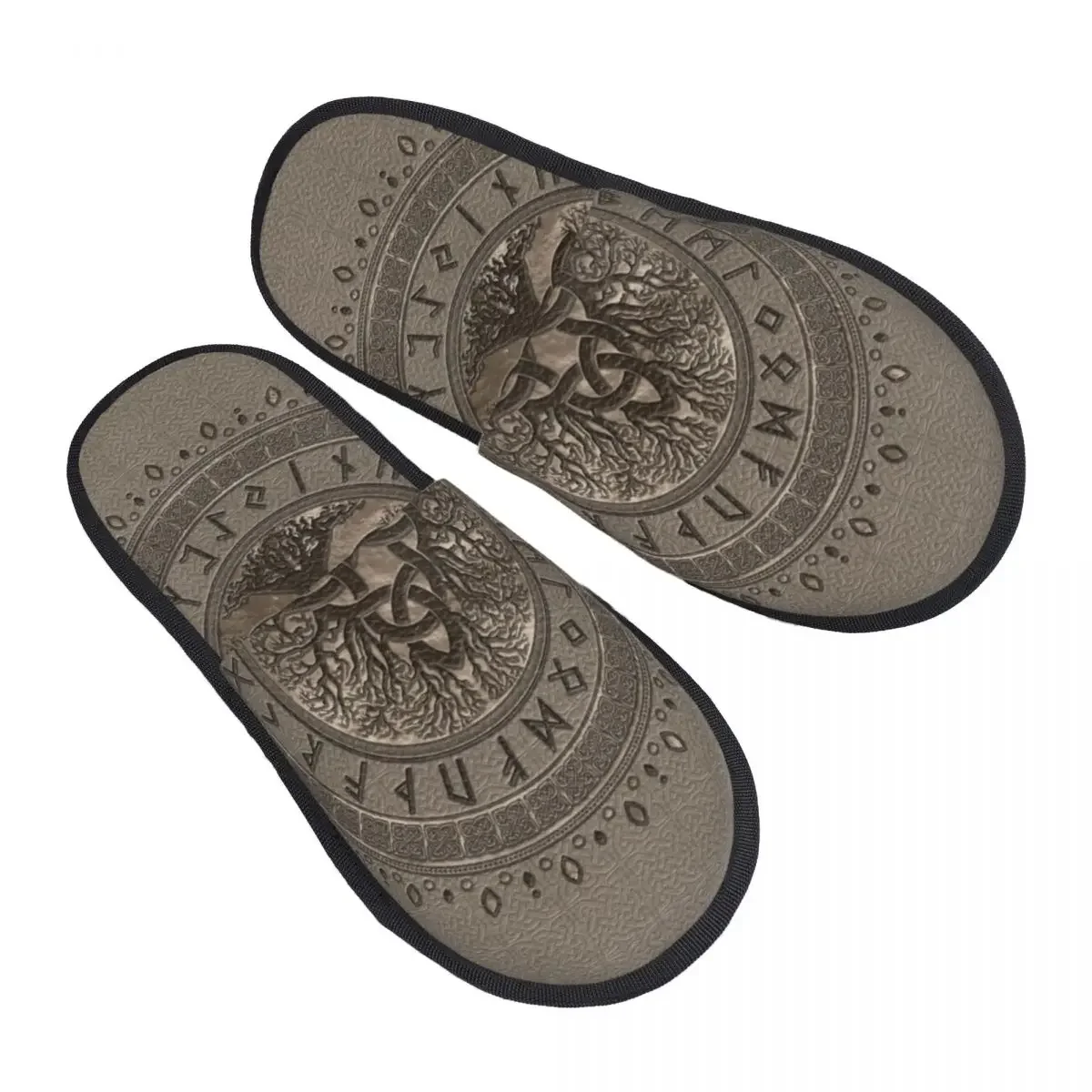 Tree Of Life With Triquetra Comfy Scuff Memory Foam Slippers Women  Norse Yggdrasil Spa House Shoes