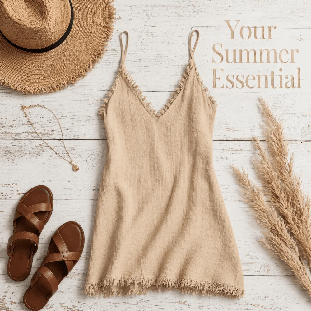 Easy Match V-Neck Mini Dress Spaghetti Straps Sleeveless Summer Dress Loose Fit Mini Length Casual Dress Vacation Wear