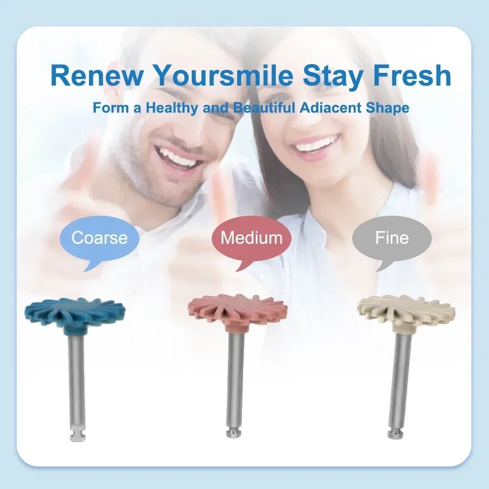 ELIJAH Dental Rubber Polisher Composite Resin Polishing Diamond System RA Disc 14mm Wheel 3 Colors Diamond Spiral Flex Brush — zdjęcie 7