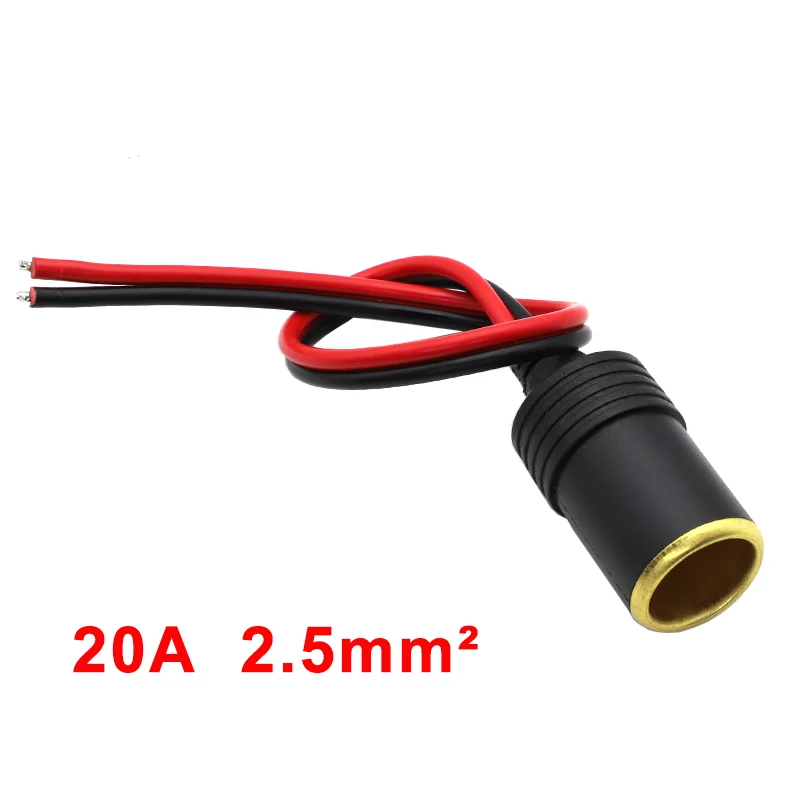 Universal 12V 24V 20A Car Mounted Cigarette Lighter Charger Female Socket Cable On-board High Power Line Connector Adapter 30CM