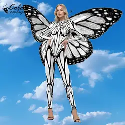 Color Cosplayer Butterfly Jumpsuit Carnival Insect Cosplay Costume Black White Patterns Bodysuit Performance Adult Clothing
