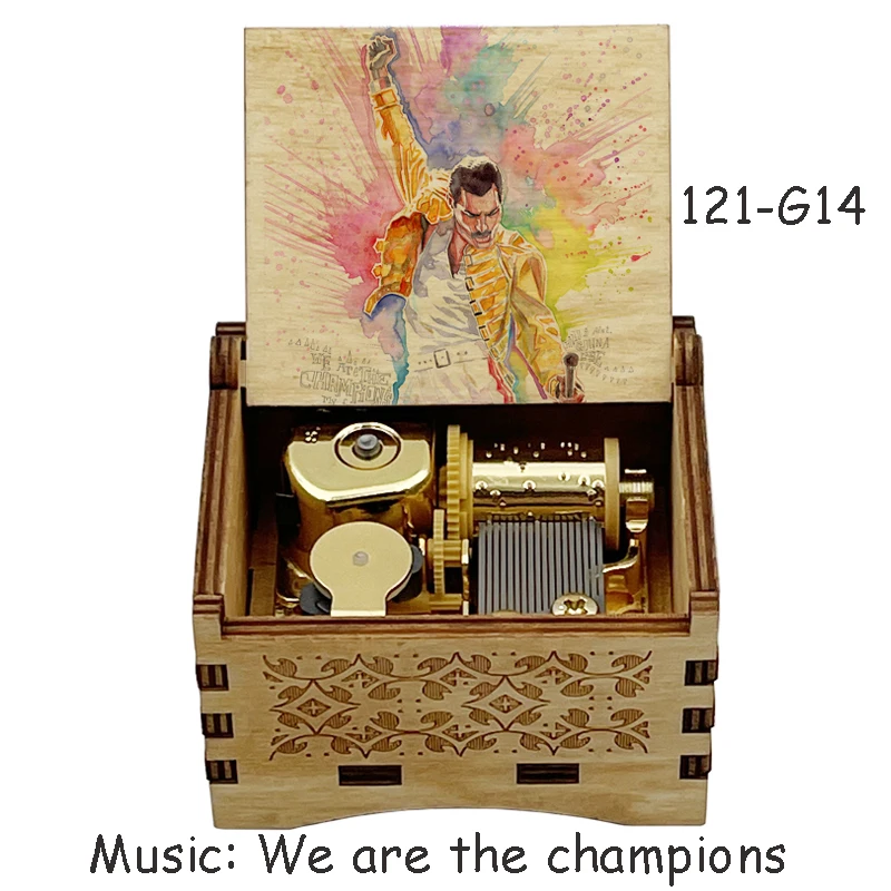 الذهبي الميكانيكية نحن بطل صندوق الموسيقى الرقمية اللون طباعة بوتيك الموسيقية هدية الأسرة عيد الميلاد مكتب الديكور #2