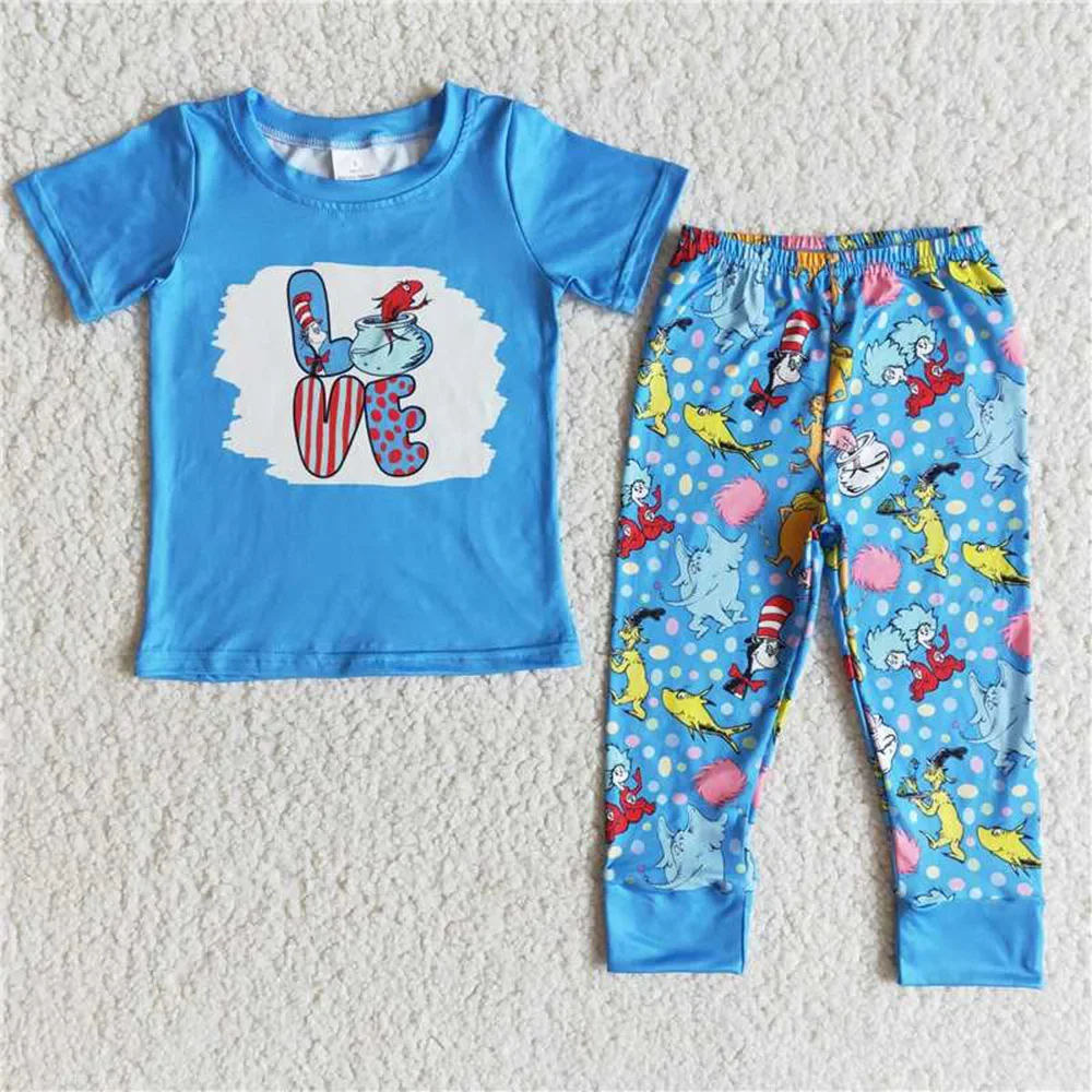 

E6-28 toddler boy clothes blue cartoon fall spring outfit-promotion 7.17