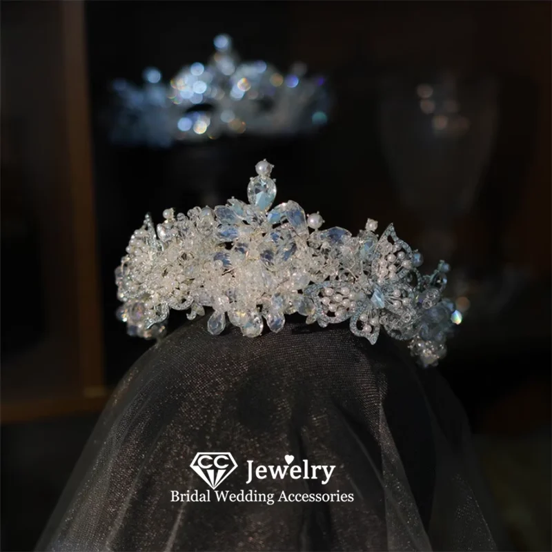 

CC Tiaras and Crowns Wedding Hairwear Women Accessories Bridal Headbands Engagement Jewelry 100% Handmade Crystal Diadems AN404