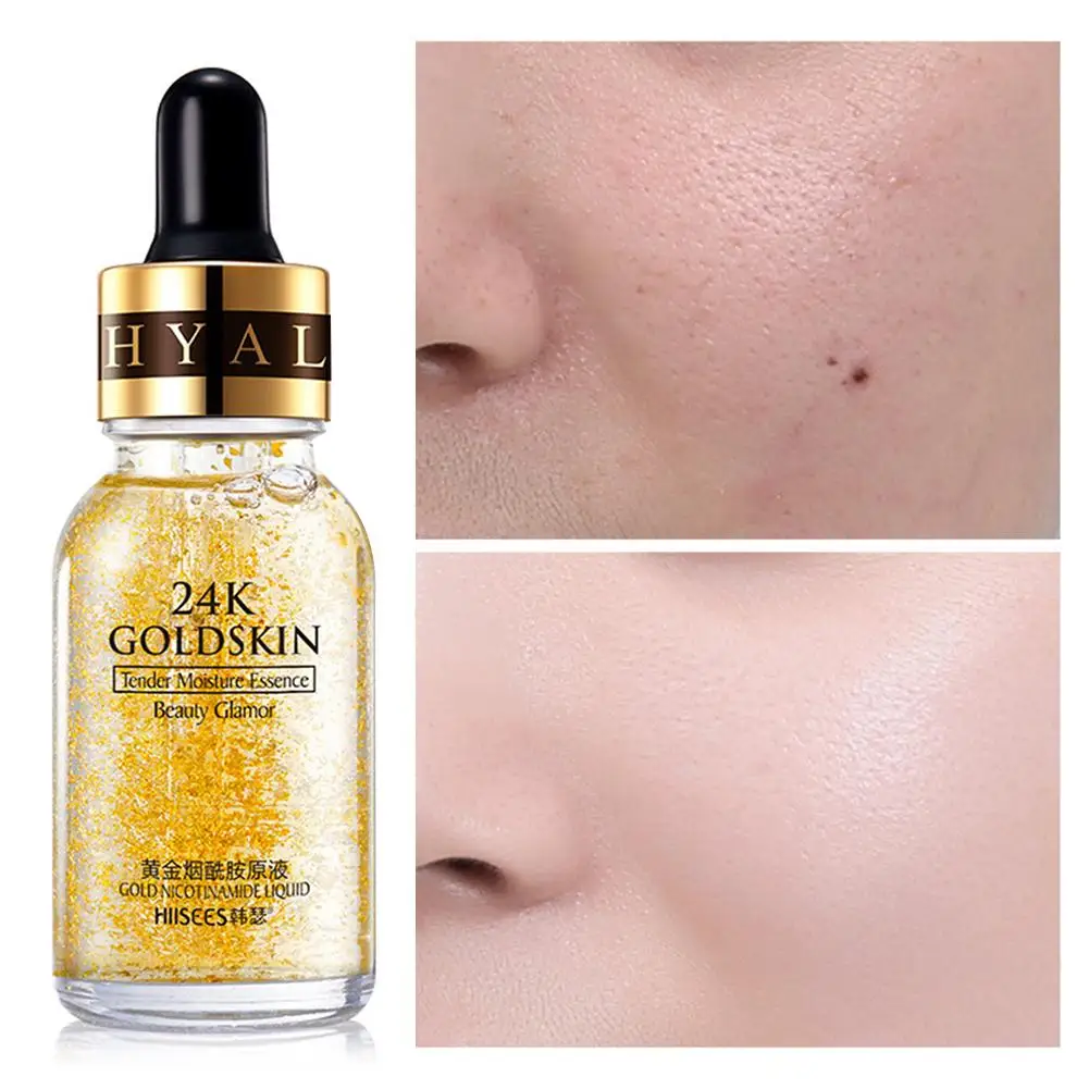 24k الذهب تقلص المسام ترطيب جوهر نياسيناميد 30 مللي العناية بالوجه مصل الجلد الأصلي مكافحة الشيخوخة السائل العناية بالوجه