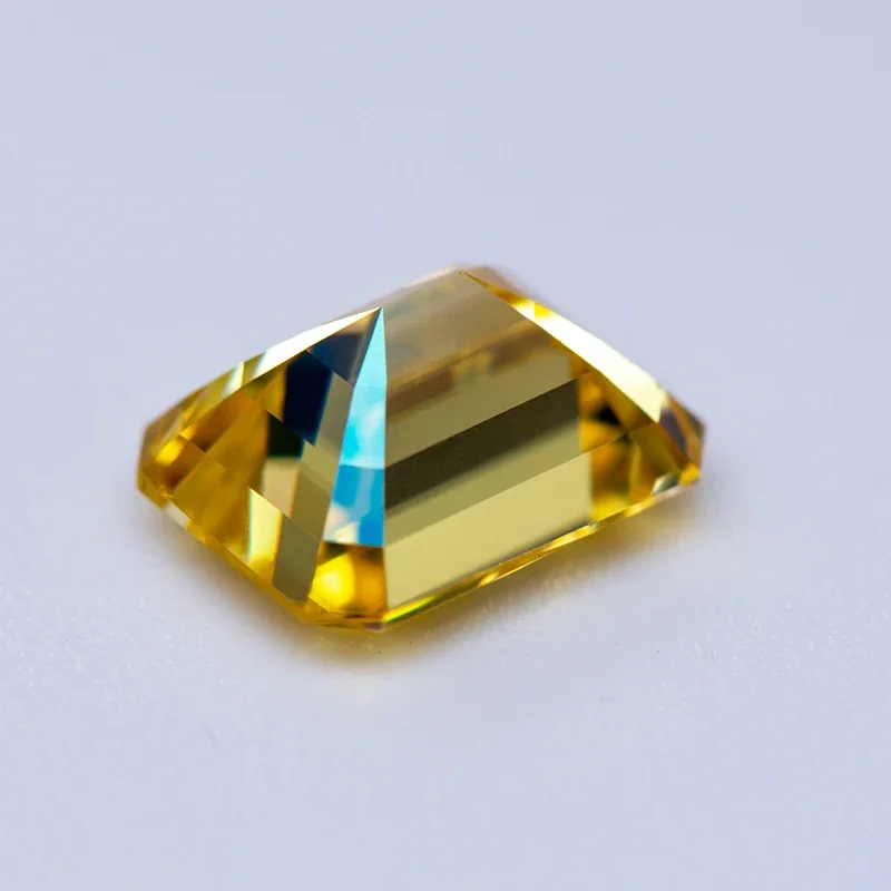 Pietra Moissanite Colore giallo limone Taglio smeraldo Ciondoli con diamanti coltivati in laboratorio Anello Collana Orecchini Materiali principali