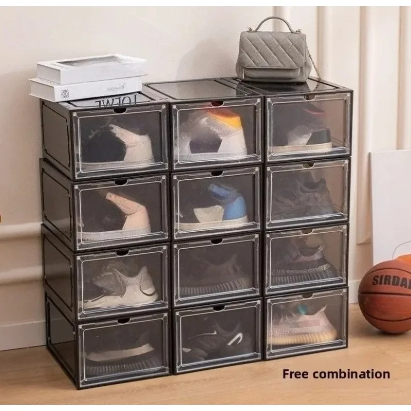 

Clear Acrylic Shoe Storage Boxes, Modular Stackable Display Case with Lid for Sneaker Collection, Dustproof Organizer