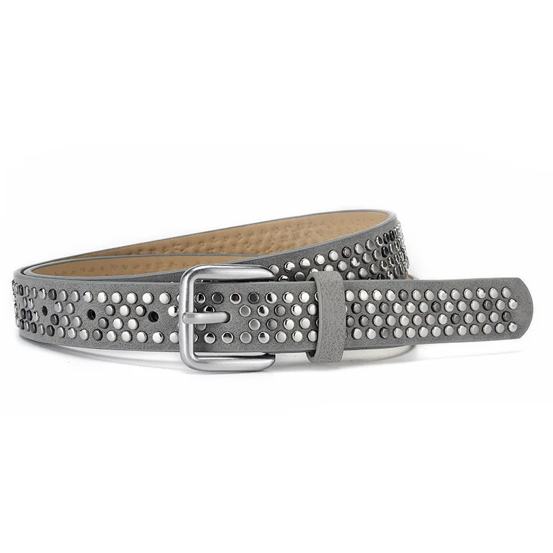 Women Belt Personalized Western Style Trendy New Design Cross Border Suede Press Beads Hot Selling Simple Pin Buckle Vintage