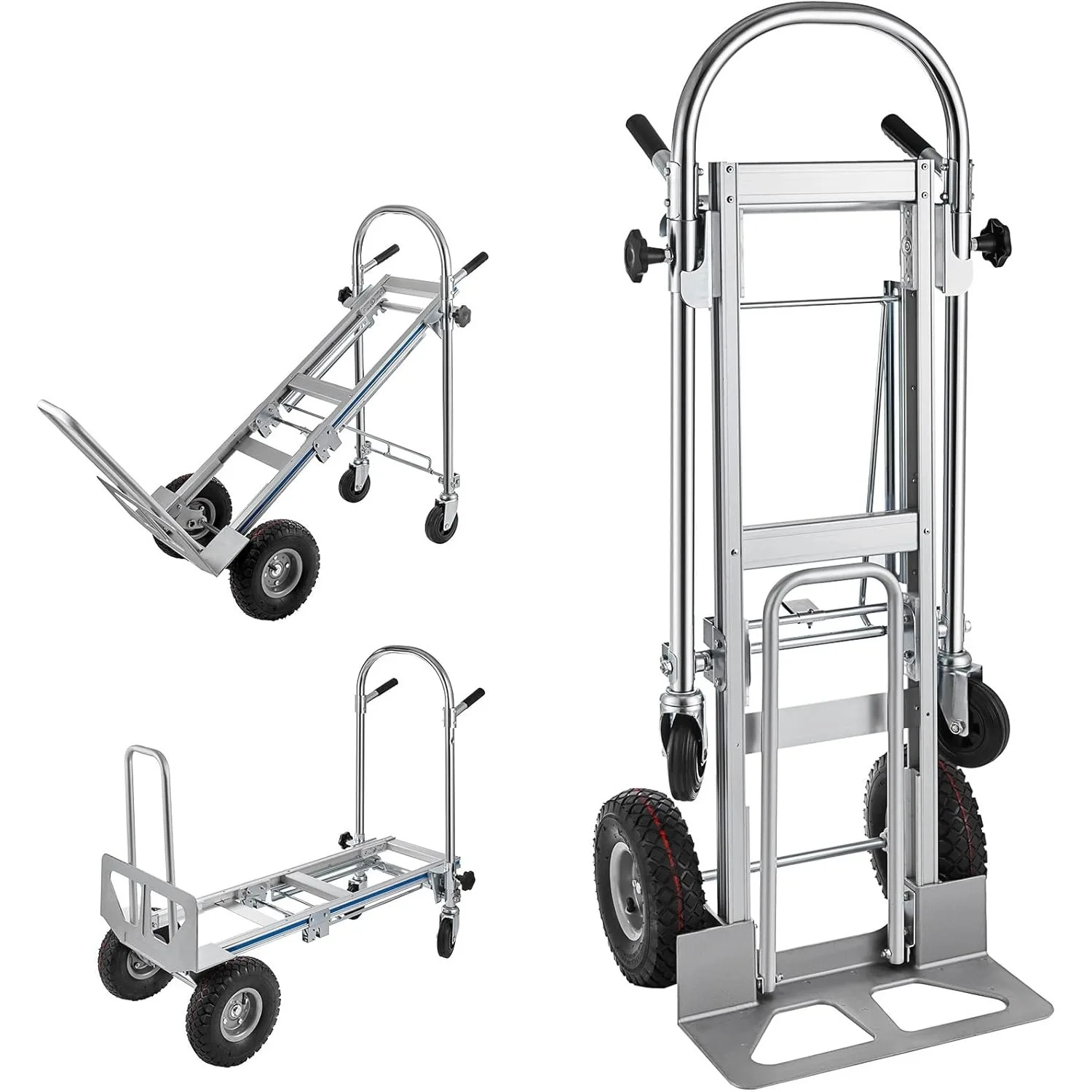 3in1 Aluminum Hand Truck,Convertible Hand Truck Dolly Large Size 1000 lb Capacity, Platform Cart with 10