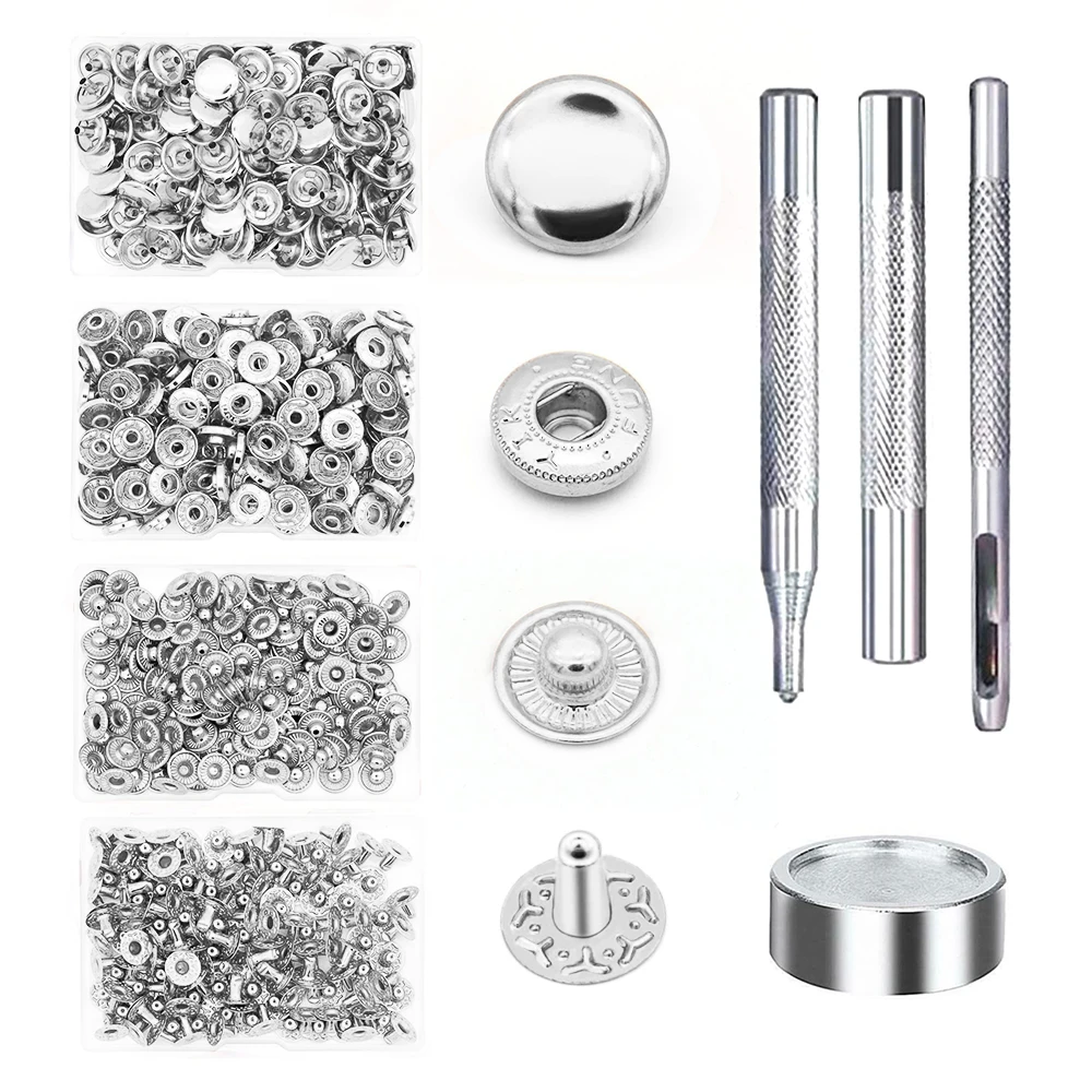 12.5 ملم أزرار إطباقية مجموعة أدوات تثبيت معدنية شديدة التحمل لملابس الدنيم الجينز السراويل حقائب جلدية جاكيتات (فضي) #1