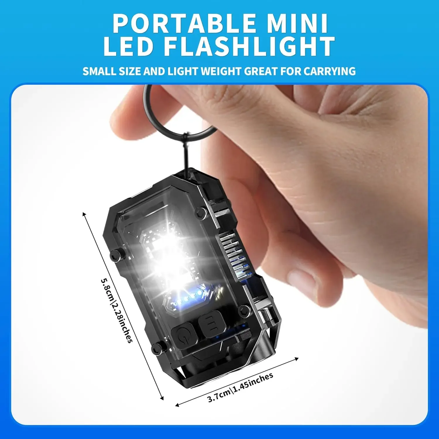 ‌Rechargeable Magnetic Keychain Flashlight - Mini LED COB Light for Emergency Repairs, Work, and Outdoor Use