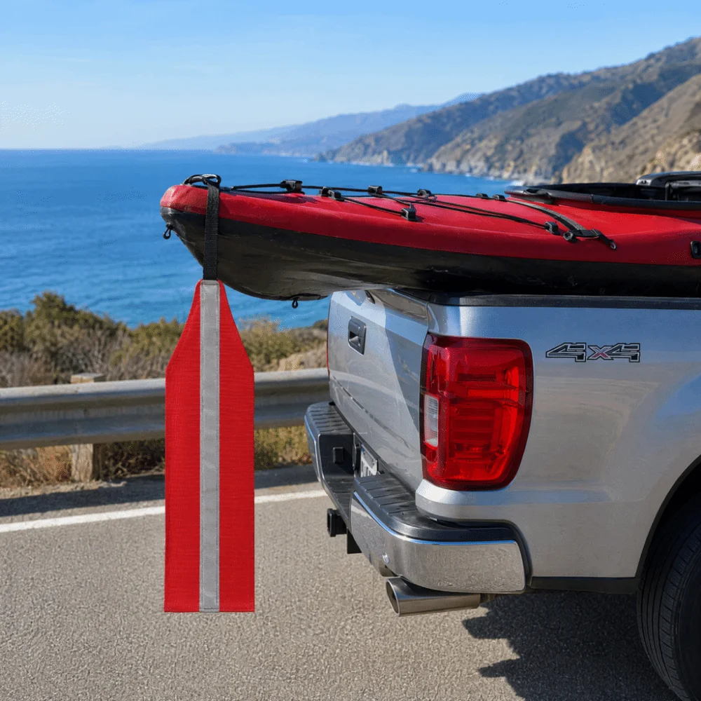 Reflective Strips Safety Travel Flag Oxford Fabric Water-Resistant Kayak Safety Flag High Visibility Red Reflective Safety Flag
