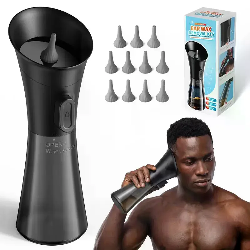 1 Set Two-Chamber Ear Irrigation Kit With Nozzle Tips Multi-Tip Electricmanual For Adults Home Ear Cleaning Irrigator