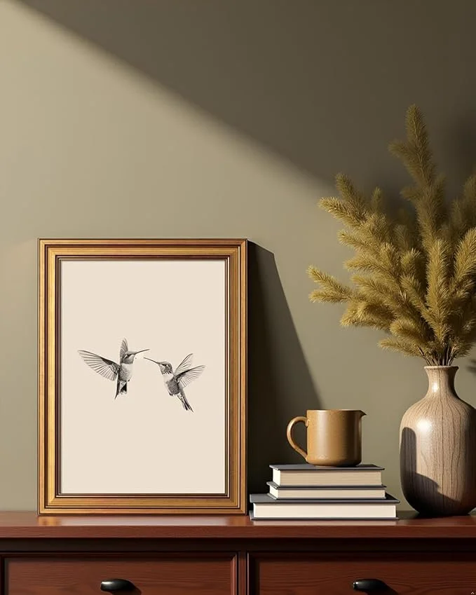 Unframed Canvas Wall Art Hummingbird Sketch Print, Minimalist Neutral Bird Line Art Poster for Bedroom Living Room Home Decor